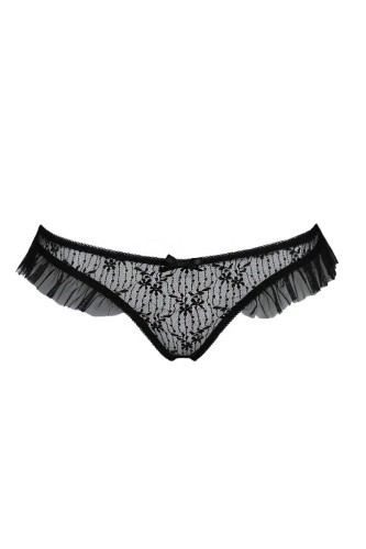Passion Exclusive - Donia Thong - Трусики з оборками, XXL/XXXL (чорні) - купити в Києві, Україні