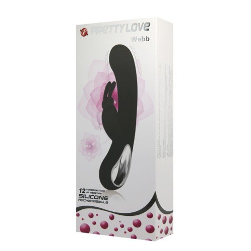  Pretty Love Webb Vibrator Black - Силиконовый вибратор-кролик, 21х3.5 см (черный)