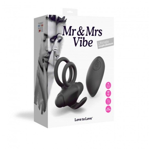 Love To Love Mr & Mrs Vibe - эрекционное виброкольцо с пультом д/у, 3.5х2.8 см (черный)