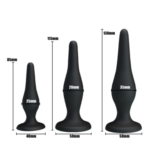 Pretty Love Begginer Mini Anal Kit Black - Набір анальних пробок, 3 шт (чорний) - купити в Києві, Україні
