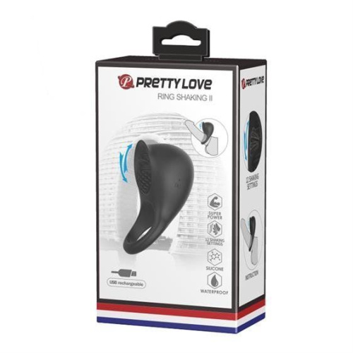 Pretty Love Ring Shacking II Black - Эрекционное кольцо, 8,0х3,0 см (черный)