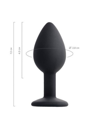 Popo Pleasure by Toyfa butt plug with S rhinestone - Анальная пробка с камнем, 7.2х2.8 см (чёрный)