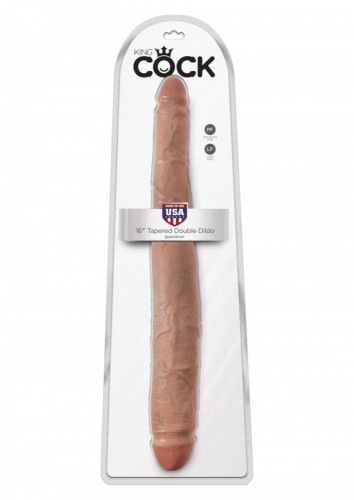 Двухсторонний фаллоимитатор King Cock 16 Tapered Double Dildo, 40,6х4,3 см (коричневый)