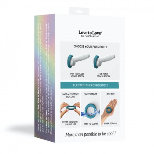 Love To Love Cool Ring Teal Me - эрекционное кольцо широкое, 3 см. (голубой)
