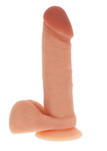 Get Real Silicone Dildo 8 Inch w Balls - Силиконовый фаллоимитатор с мошонкой, 17.5х4 см (телесный)