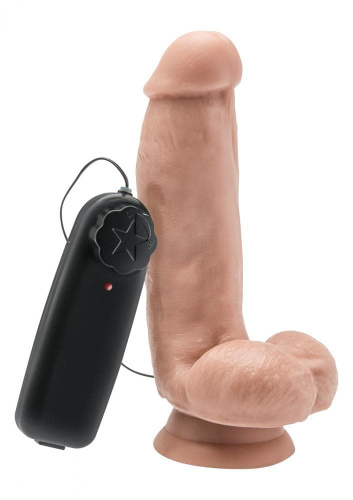 Get Real Cock 6 Inch W/ Balls Flesh - Реалистичный вибратор, 15х4 см (телесный)