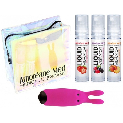 Adrien Lastic Amoreane Med - набор из 3-х вкусов стимулирующего лубриканта и вибропули (розовый)