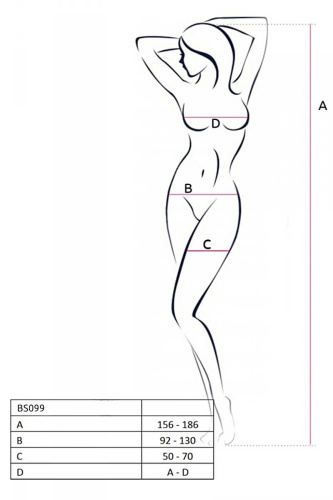 Бодистокинг с плетением на груди Passion BS099, One Size