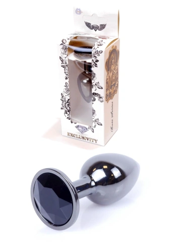Металлическая анальная пробка с кристаллом Boss Jewellery Dark Silver