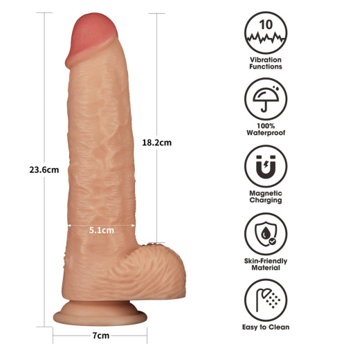 Реалістичний вібратор LoveToy Vibrating Power Basics Cock, 23,6 см - купити в Україні | Секс шоп SEX-SHOP.ua