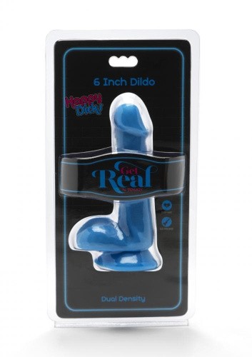 Get Real Happy Dicks Dildo 6 In w.Balls - Фаллоимитатор с мошонкой и присоской, 15х3,5 см (голубой)