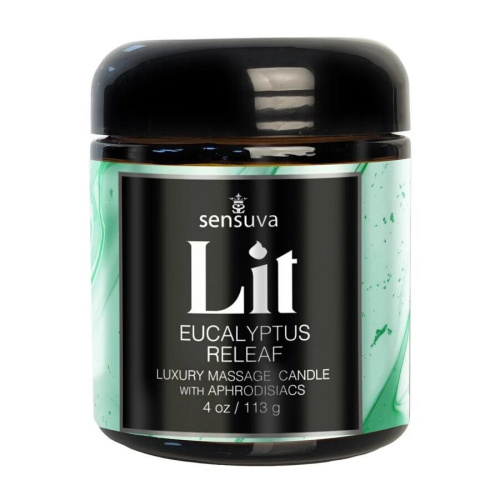 Масажна свічка Sensuva Lit Eucalyptus Releaf Luxury Massage Candle 113г - купити в Україні | Секс шоп SEX-SHOP.ua