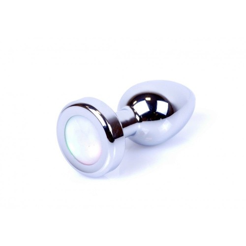 Boss Jewellery Silver Plug Disco Flashlight - Анальная пробка с кристаллом, 7х2.7 см (радужный)