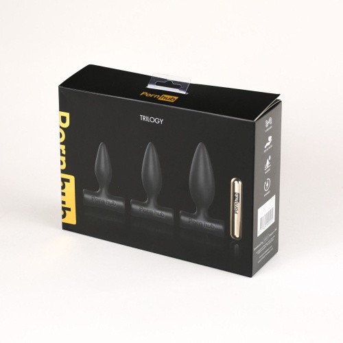 Pornhub Anal Training Kit - Набор анальных пробок с перезаряжаемой вибропулей, 3 шт (чёрный)