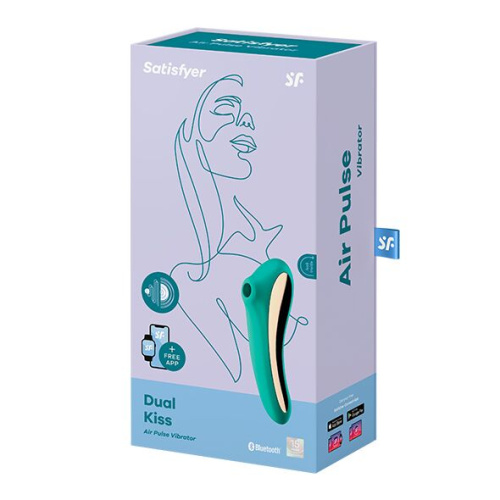 Satisfyer Dual Kiss - Двусторонний стимулятор, 19х6.5 см (зелёный)