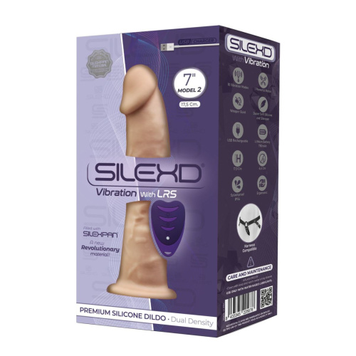 SilexD Henry Vibro (Model 2 size 7in) - Фалоімітатор з вібрацією двошаровий з дистанційним керуванням, 17.5х4.4 см (тілесний) - купити в Києві, Україні
