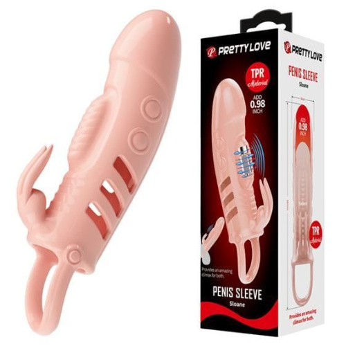 Удлиняющая насадка на член Pretty Love Sloane Vibrating Penis Sleeve, +2.5 см