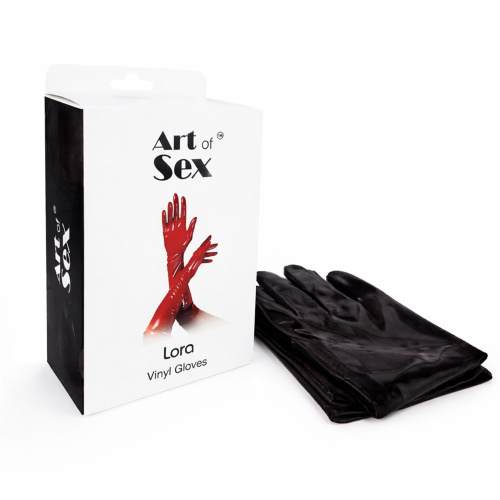 Виниловые перчатки Art of Sex - Lora, S с эффектом мокрого бархата