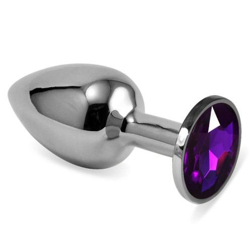 LoveToy Rosebud Classic Metal Plug S - маленькая металлическая анальная пробка с кристаллом, 6.8х3 см (фиолетовый)
