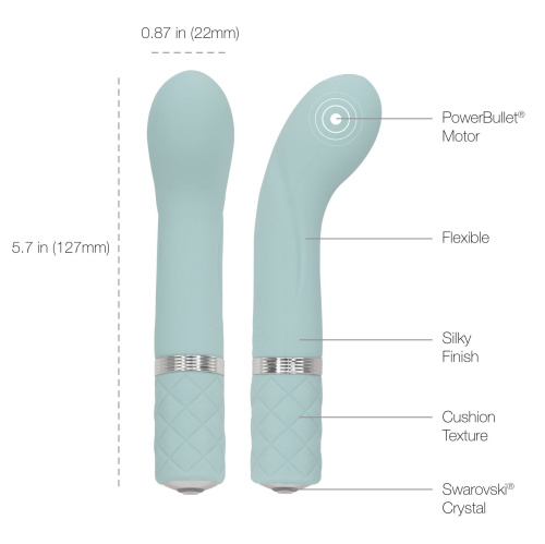 Pillow Talk Racy Teal - Роскошный вибратор с кристаллом Сваровски для точки G, 12.7х2.2 см. (голубой)