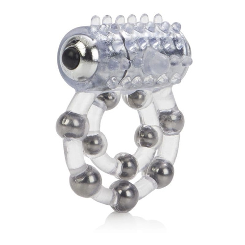 CalExotic Maximus Ring 10 Stroker Beads - двойное виброкольцо, 6.5х2.5 см (прозрачный)