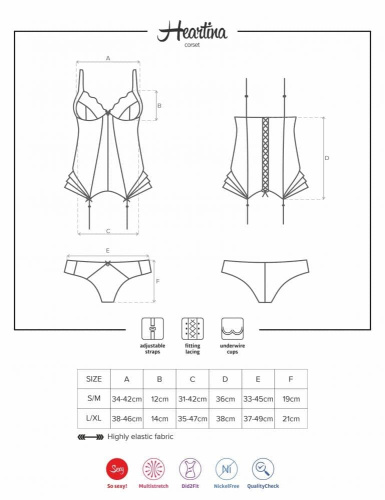 Комплект Obsessive Heartina corset (L/XL)