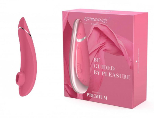 Womanizer Premium Raspberry - Впечатляющий вакуумный стимулятор клитора, 15.5х5 см (малиновый)