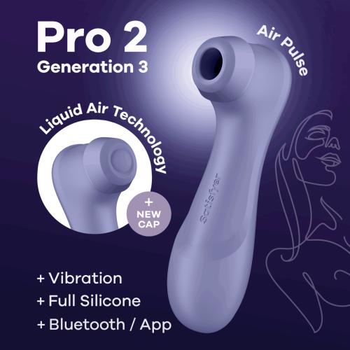 Satisfyer - Pro 2 Generation 3 Connect App - Вакуумний смарт стимулятор для клитора с вибрацией и Liquid Air (фиолетовый)