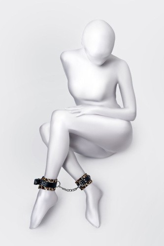 Anonymo Handcuffs PU leather - фиксаторы для ног, (леопардовый)