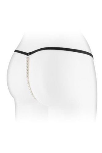 Fashion Secret Venusina Black - трусики-стринги с жемчужной ниткой, S-L (чёрные)