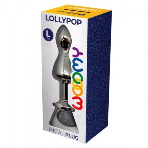 Wooomy Lollypop Double Ball, L - Анальна пробка з каменем, 10.5х3.5 см (прозорий) - купити в Києві, Україні
