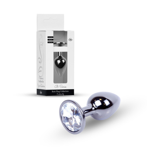 Металлическая анальная пробка с кристаллом B-Series Jewellery Dark Silver