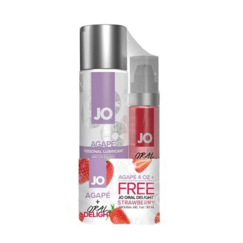 System JO GWP - Agape 120 ml & Oral Delight - Strawberry 30 ml - Комплект лубриканта и стимулирующего геля