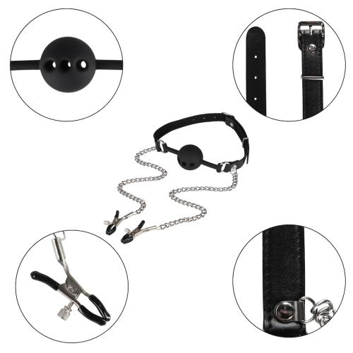Кляп з затискачами для сосків Wild Play Mouth Gag With Nipple Clamps C15 - купити в Києві, Україні
