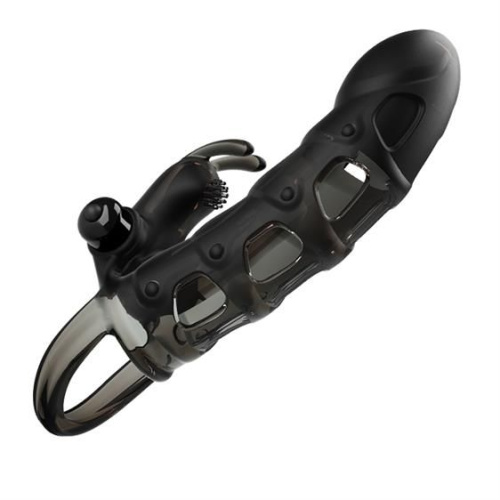 Pretty Love Penis Sleeve Vibro Black - Насадка на пеніс +4 см (чорний) - купити в Києві, Україні