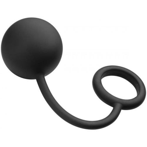 Tom of Finland Silicone Cock Ring with Heavy Anal Ball  - Большой силиконовый анальный шарик, 5.7 см (черный)