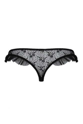 Passion Exclusive - Donia Thong - Трусики з оборками, XXL/XXXL (чорні) - купити в Києві, Україні