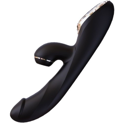 KisToy A-King Pro - Вакуумный вибратор-кролик с подогревом с LED-экраном, 11.5х3.5 см (чёрный)