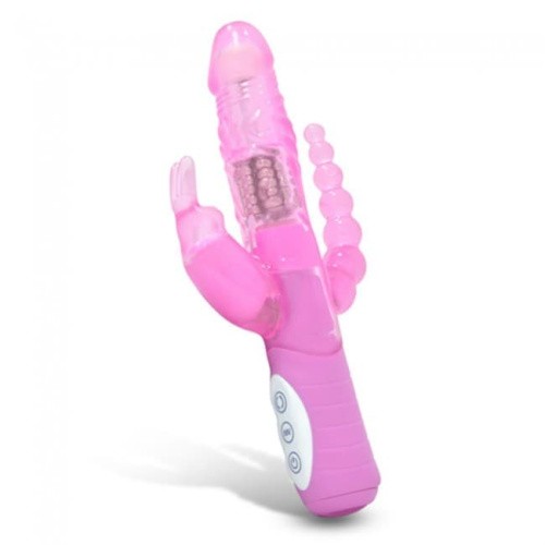 Seven Creations Dual Pleasure Slimline Rabbit - вибратор-кролик для двойного проникновения, 22х3.5 см