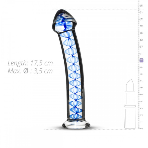 Gildo Glass Dildo No. 4 - Скляний фалоімітатор, 17,5 см (блакитний) - купити в Києві, Україні