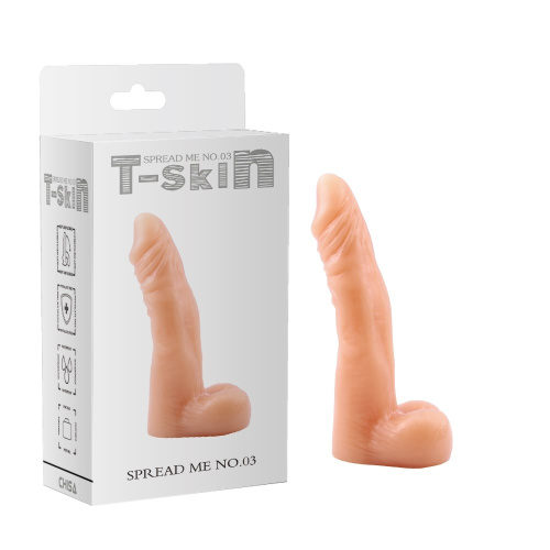 T-Skin Spread Me No.03 Dildo 6.9" - Фаллоимитатор с мошонкой, 17.7х3.5 см (телесный)