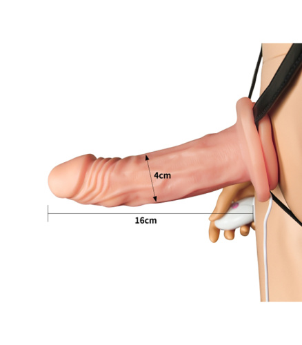 Страпон с вибрацией для мужчин LoveToy Unisex Hollow Strap On, 19 см