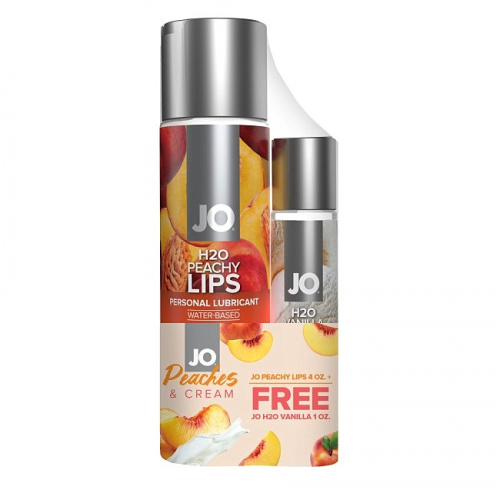 System JO GWP -  Peaches & Cream - Peachy Lips 120 мл & H2O Vanilla 30 мл - Комплект лубрикантов