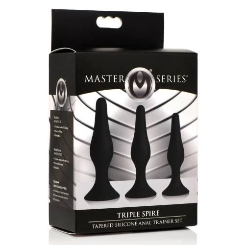 Triple Spire Tapered Silicone Anal Trainer Set - Набор анальных пробок, 3 шт (черный)
