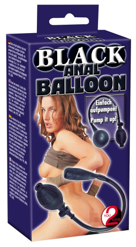 Orion Black Anal Balloon - надувная анальная пробка анальный расширитель, 37х1-10 см (черный)