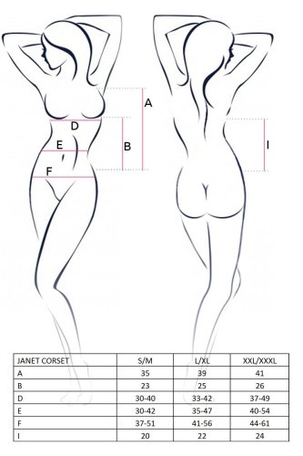 Passion Janet Corset - Корсет с пажами и трусиками, S/M