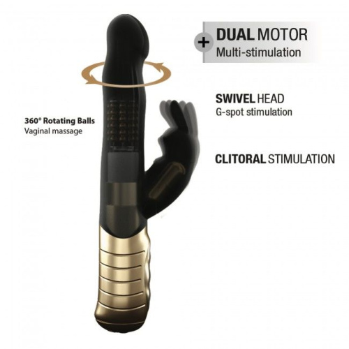 Dorcel Baby Rabbit Gold 2.0 - Вібратор-кролик з перловим масажем і головкою, що обертається, 22х2.8 см - купити в Києві, Україні
