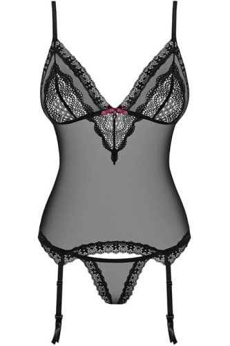 Мягкий эротический корсет с кружевом Obsessive 820-COR-1 (S/M)