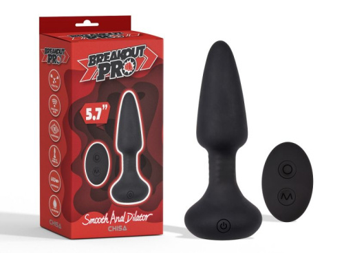 Chisa Breakout Pro Smooth Anal Dilator - Анальна пробка з вібрацією, 14.5х3.8 см (чорний) - купити в Києві, Україні