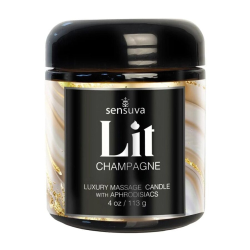 Масажна свічка Sensuva Lit Champagne Massage Candle 113г - купити в Україні | Секс шоп SEX-SHOP.ua